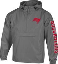 Champion Men's Champion Pewter Tampa Bay Buccaneers Packable Hooded Windbreaker Half-Zip Jacket