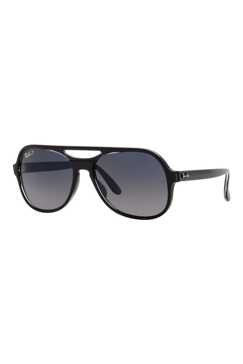 58mm Polarized Aviator Sunglasses, Alternate, color, BLACK/ POLARIZED BLUE GRADIENT