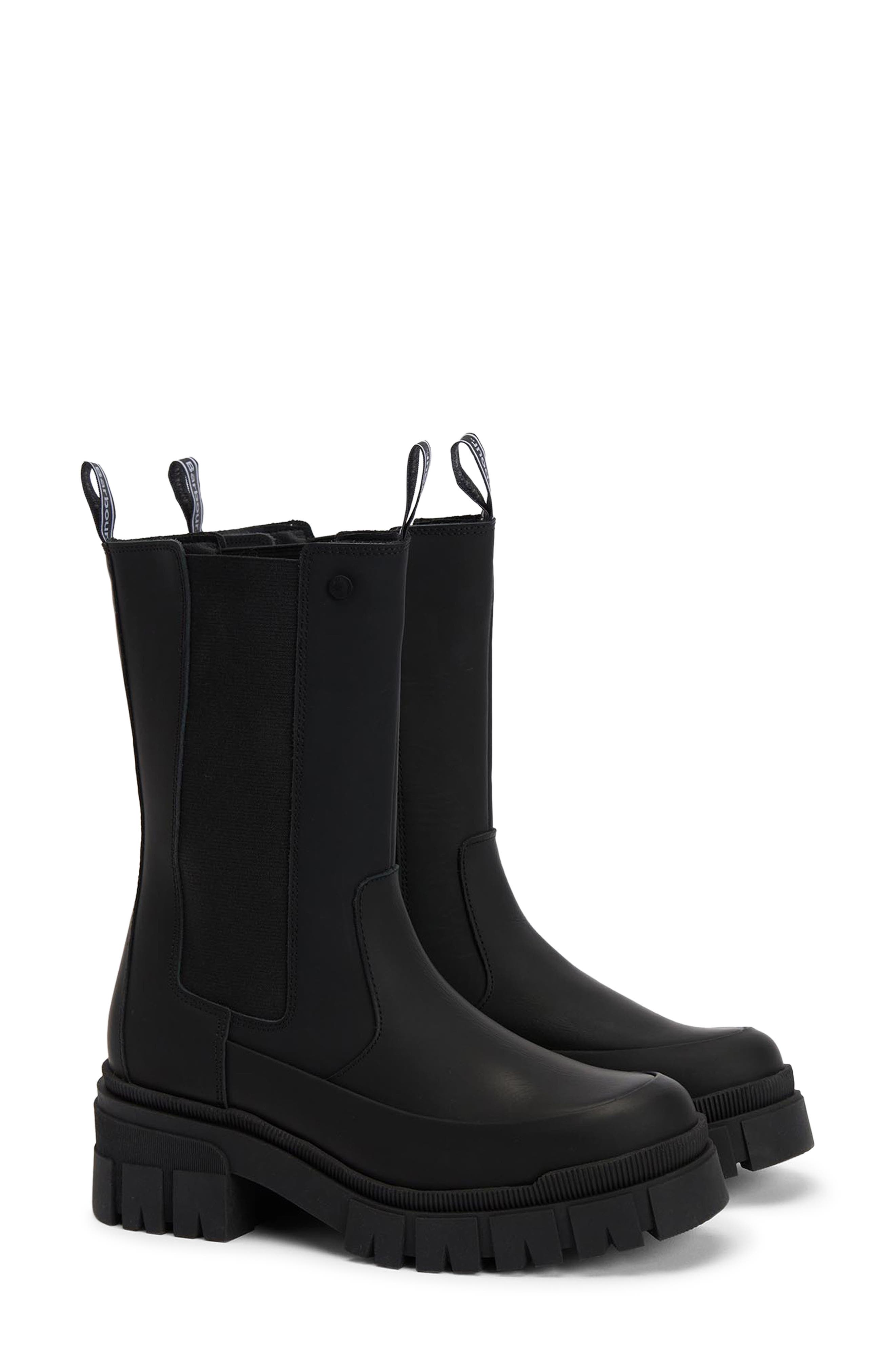 Barbour Sidneigh Tall Lugged Chelsea Boot, Main, color, Black