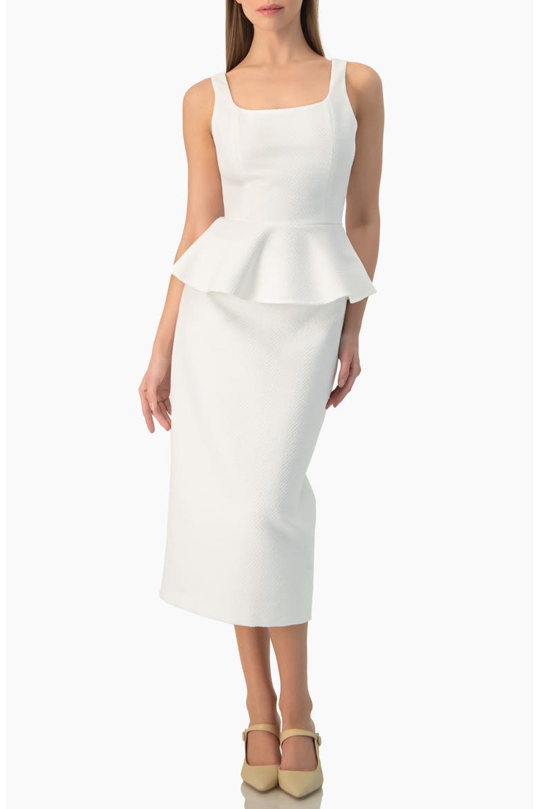 Sleek High-Waist Fitted Midi Skirt, Alternate, color, White