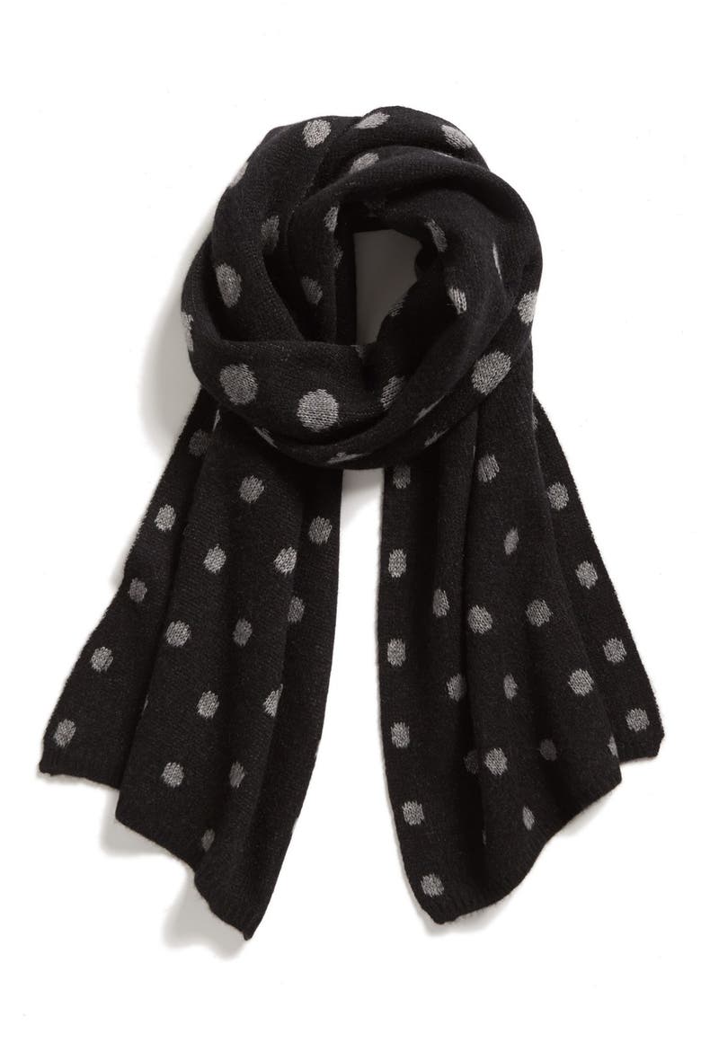 Polka Dot Cashmere Muffler, Main, color, BLACK COMBO
