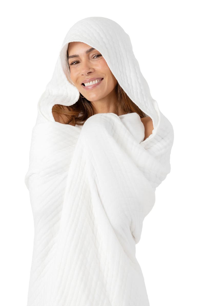 Comfy Cubs Adult Muslin Hooded Towel, Alternate, color, White