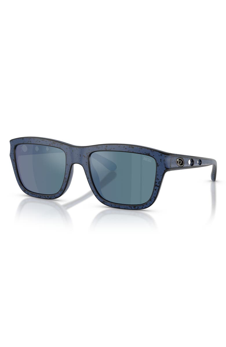 DIESEL<sup>®</sup> 55mm Square Sunglasses, Alternate, color, Blue Barreling Black/ Blue