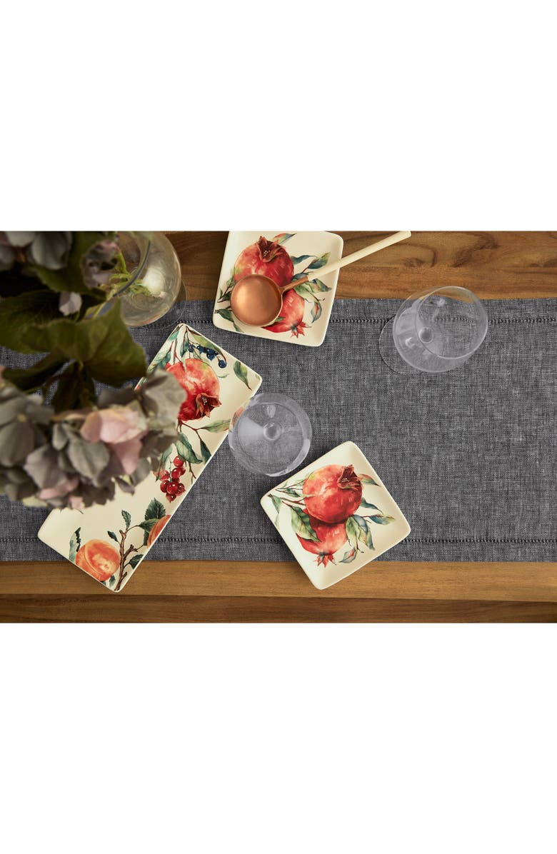 Solino Home Linen Table Runner for Dining Table, Holiday and Everyday Table Decor - Milan, Alternate, color, Chambray Black
