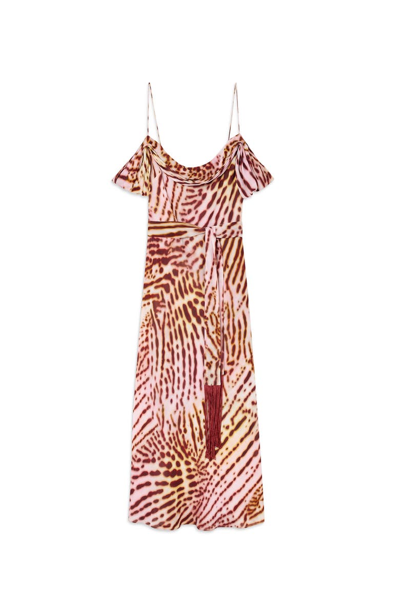 Whistles Orchid Print Scarf Midi Dress, Alternate, color, Pink/Multi