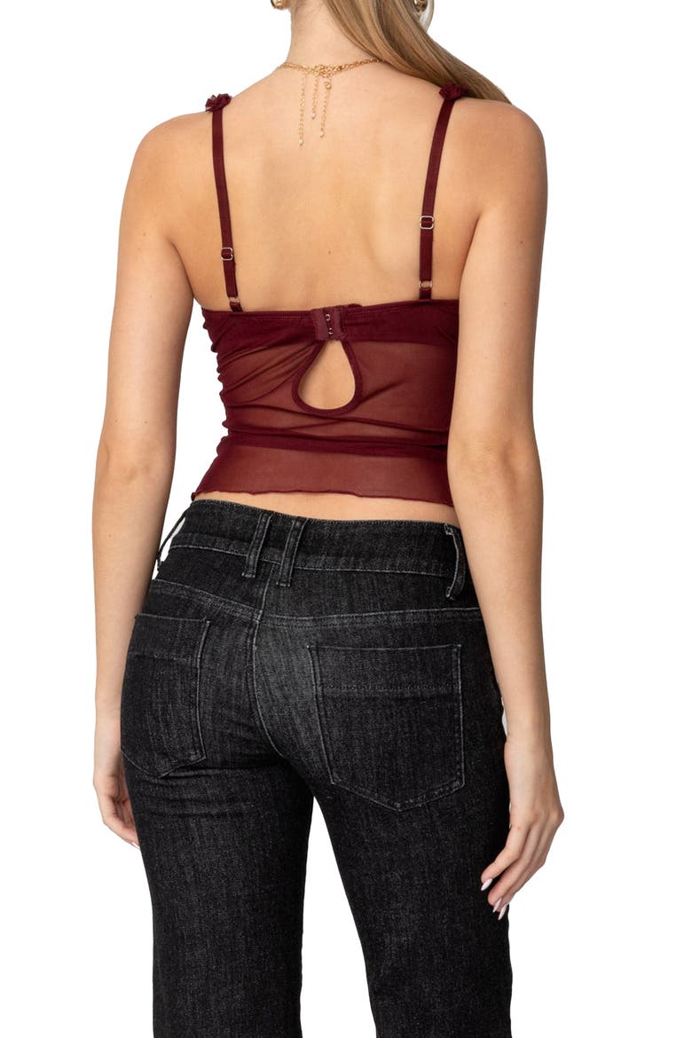 Mercy Sheer Mesh Bra Top, Alternate, color, BURGUNDY