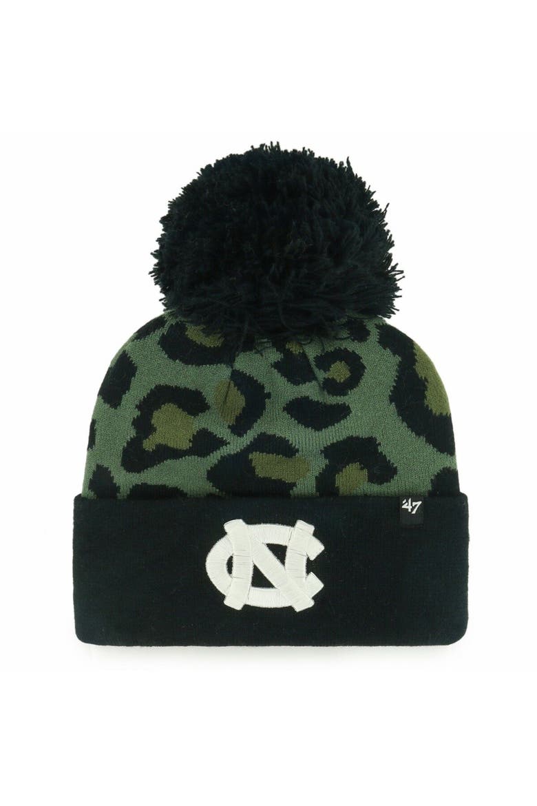 Women's '47 Hunter Green North Carolina Tar Heels Bagheera Cuffed Knit Hat with Pom, Main, color, Green