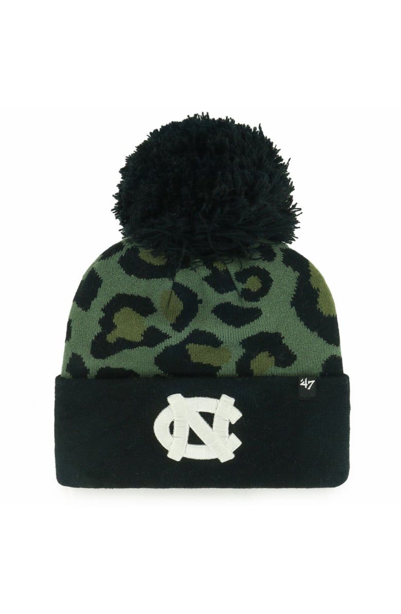 '47 Women's '47 Hunter Green North Carolina Tar Heels Bagheera Cuffed Knit Hat with Pom, Main, color, Green
