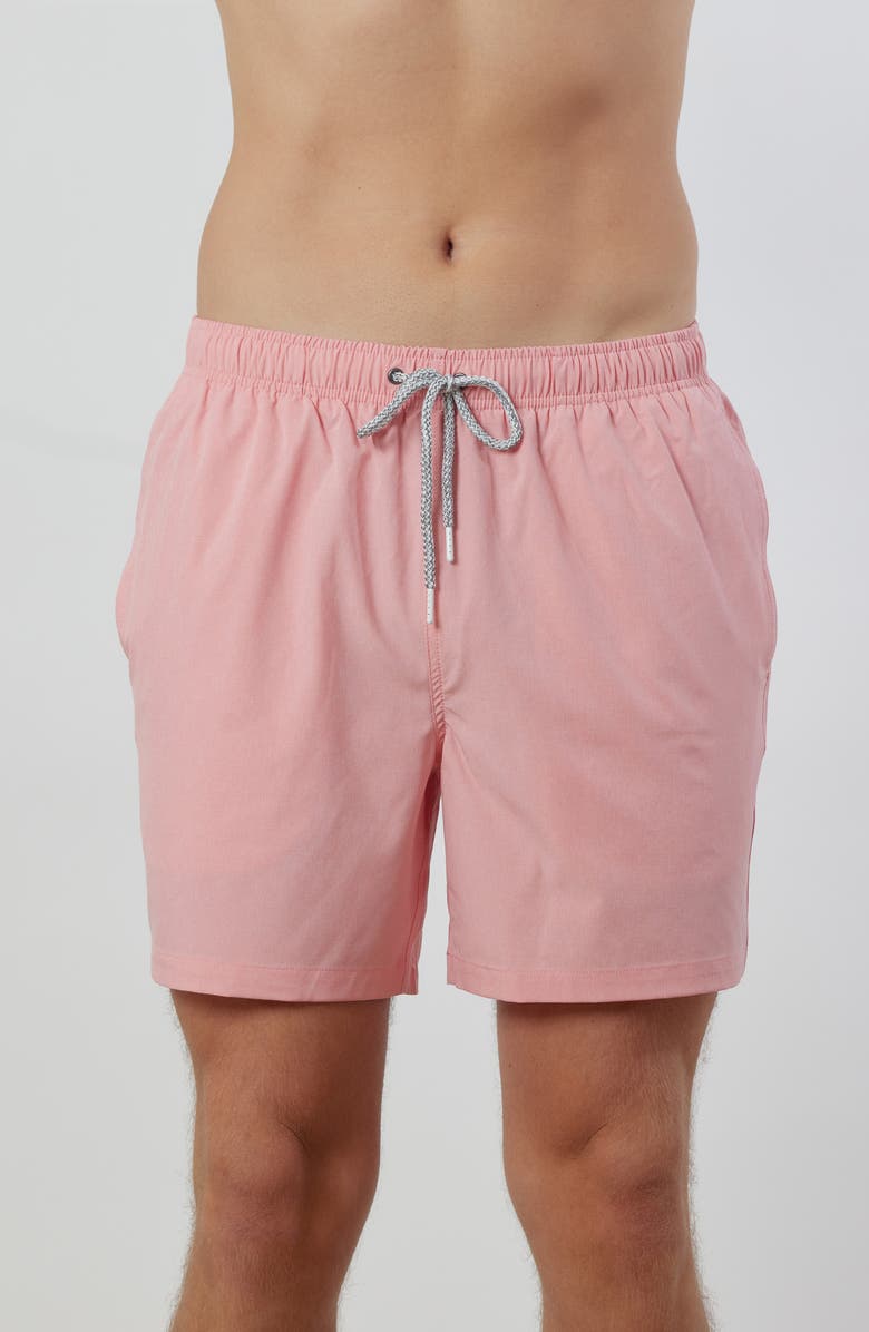 Rainforest Not Your Average Solid Swim Trunks, Alternate, color, Flamingo Pink