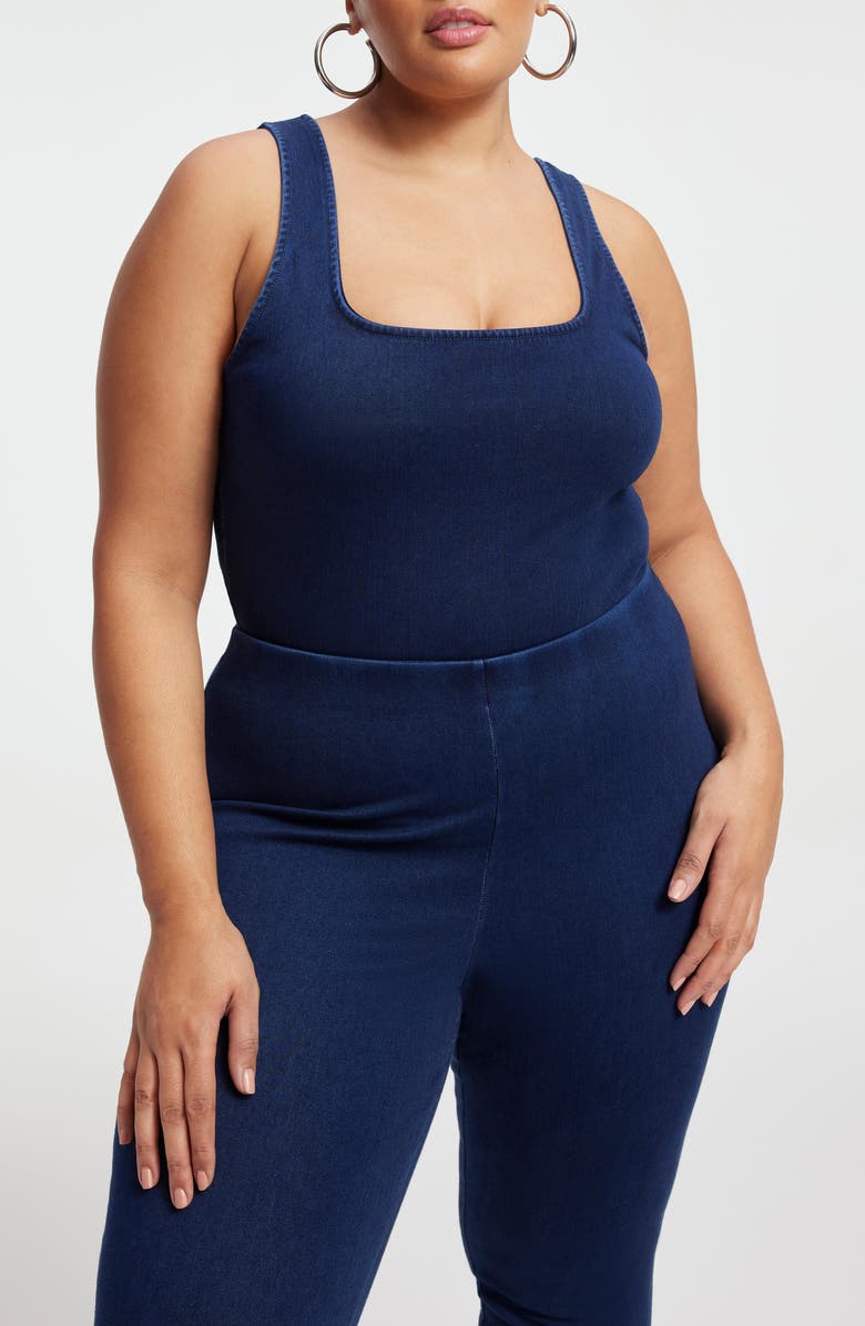 Good American Modern Tank Bodysuit, Alternate, color, Indigo377