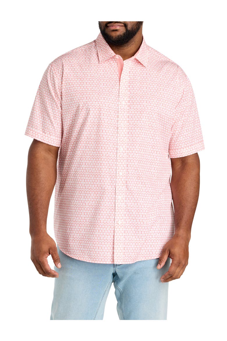 Big & Tall Geometric Print Sport Shirt V2, Main, color, PINK
