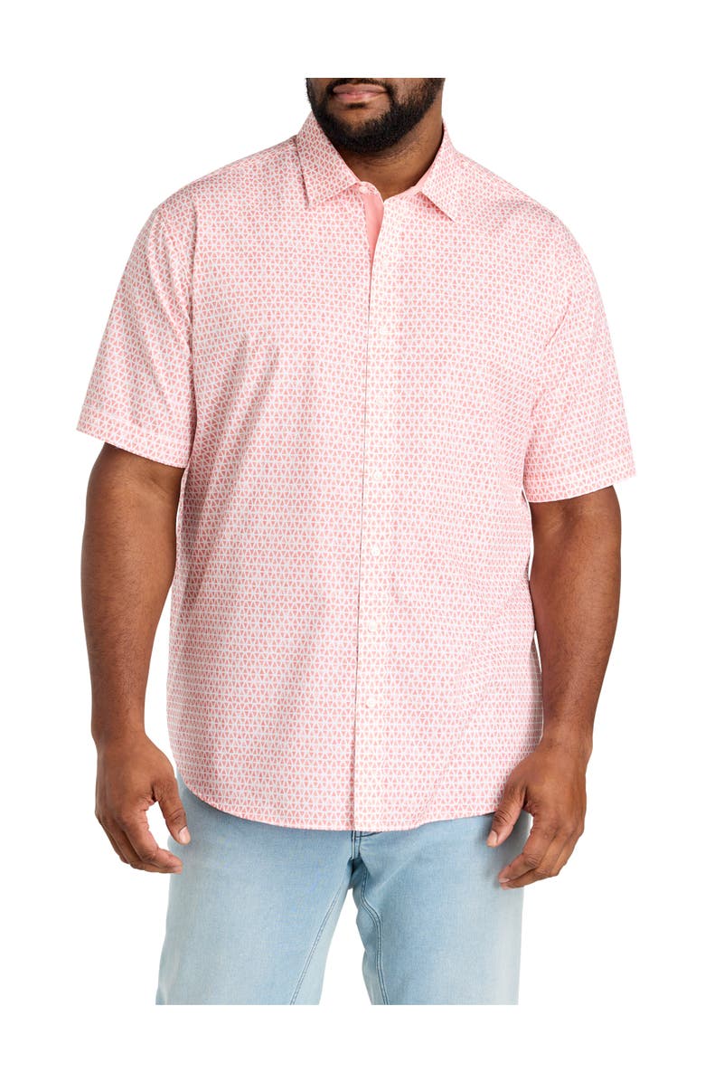 Synrgy by DXL Big & Tall Geometric Print Sport Shirt V2, Main, color, Pink