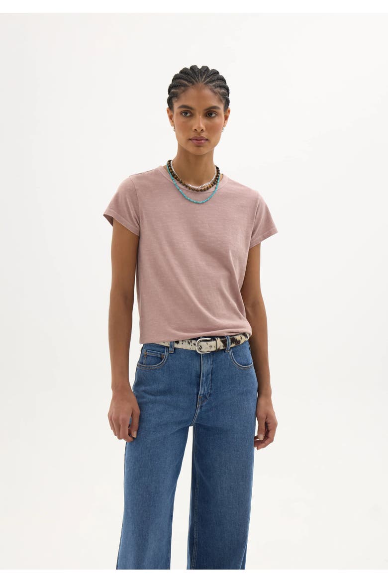 Slim Fit Slub Cotton Crew T-Shirt, Main, color, Rosewood Pink