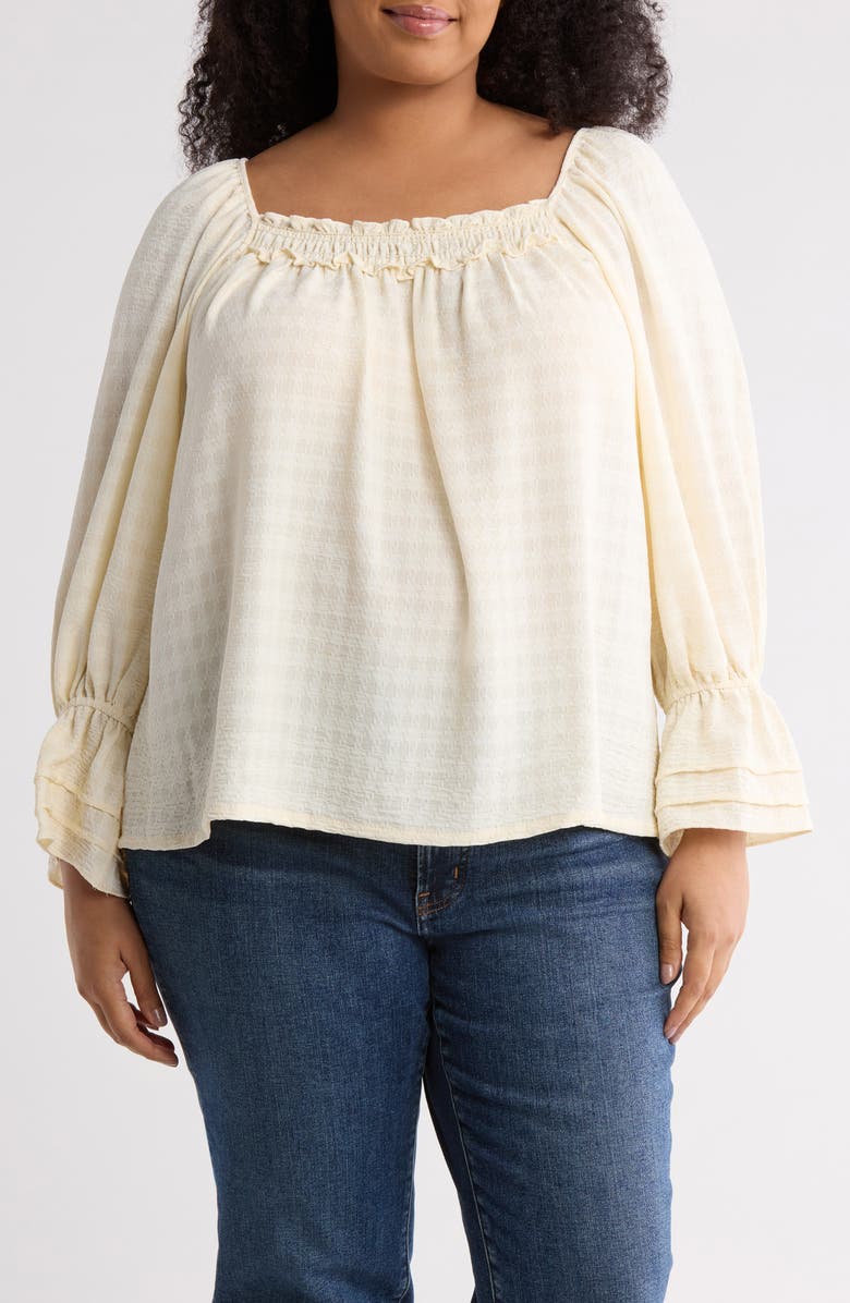MAX STUDIO Flutter Sleeve Top, Main, color, Eggshell