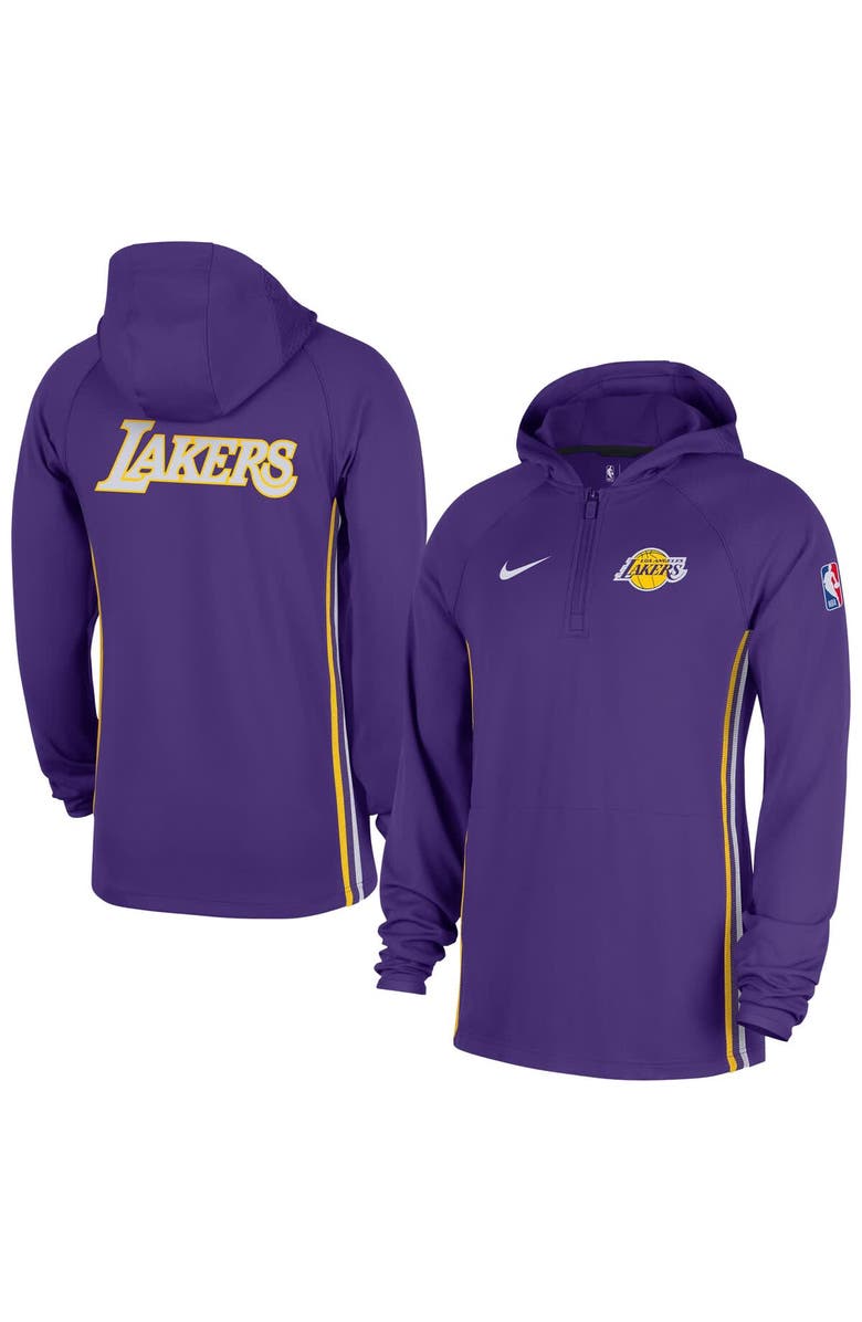 Nike Men's Nike Purple Los Angeles Lakers Authentic On Court Zone Quarter-Zip Dri-FIT Hoodie Jacket, Main, color, Purple