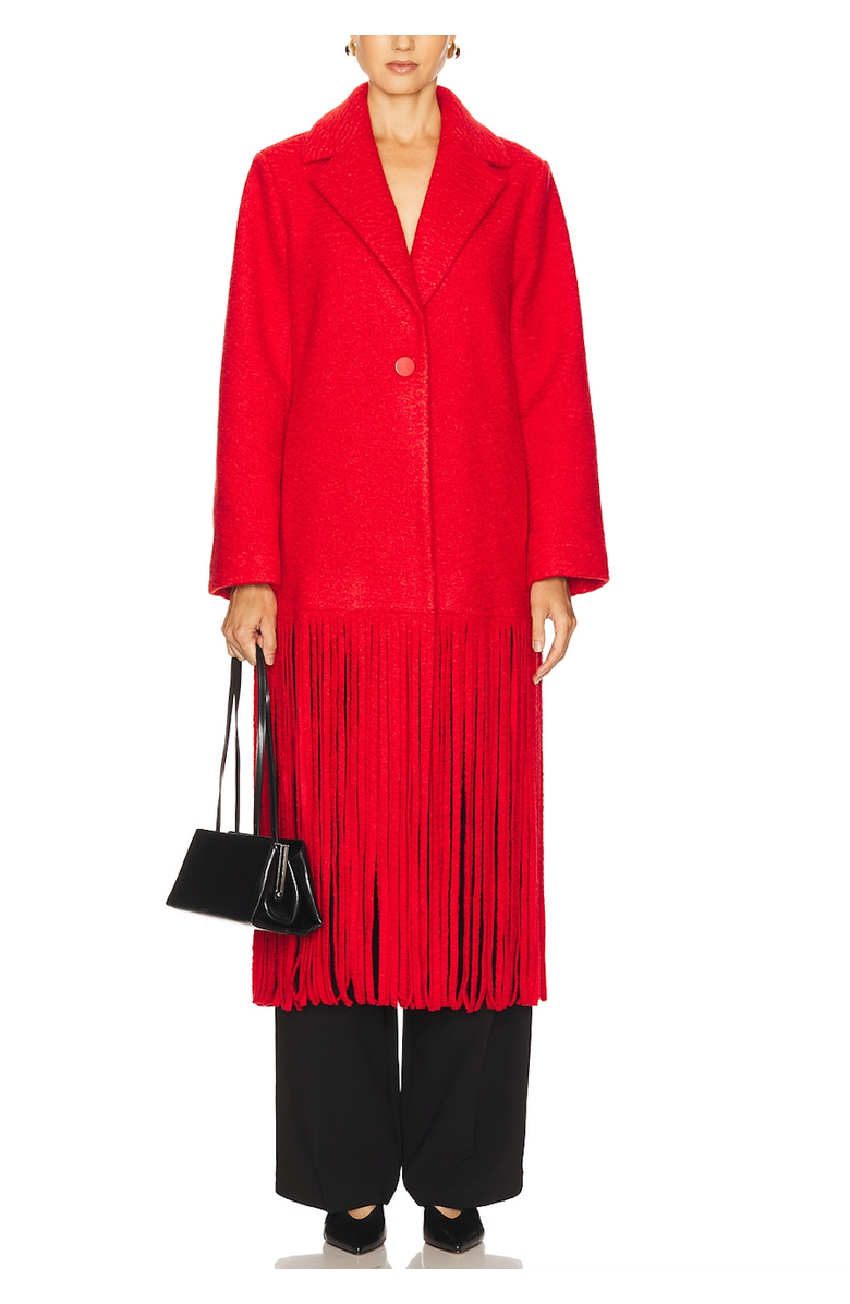 SIMONMILLER Vero Fringe Coat, Main, color, Coral Red