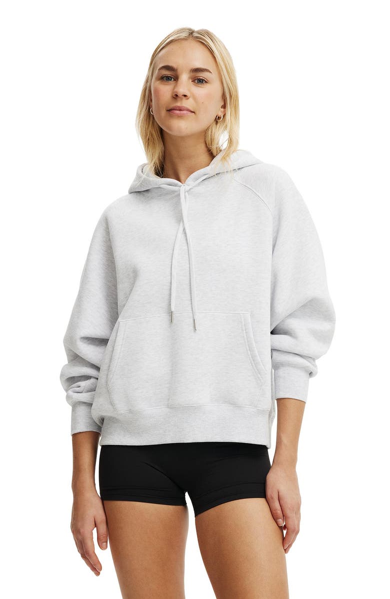 COTTON ON BODY Women's Active Plush Essential Raglan Hoodie, Main, color, Cloudy Grey Marle