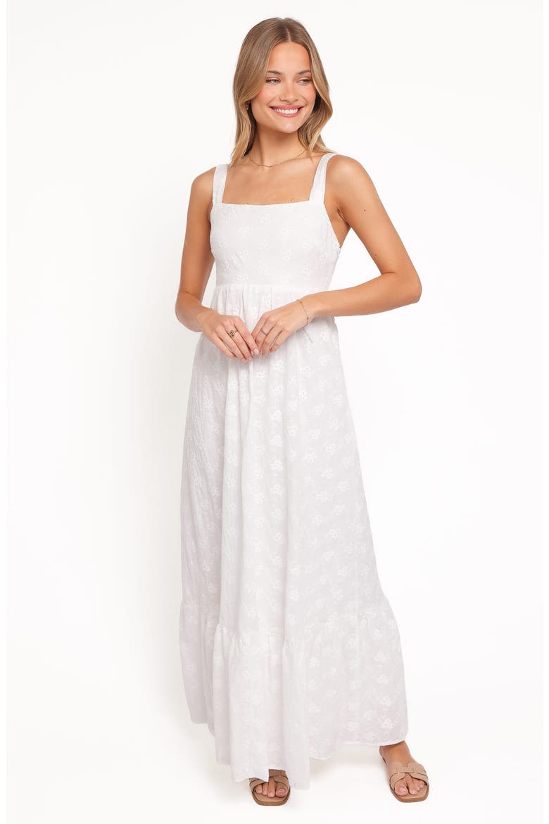 Reid Embroidered Cotton Maxi Dress, Alternate, color, WHITE