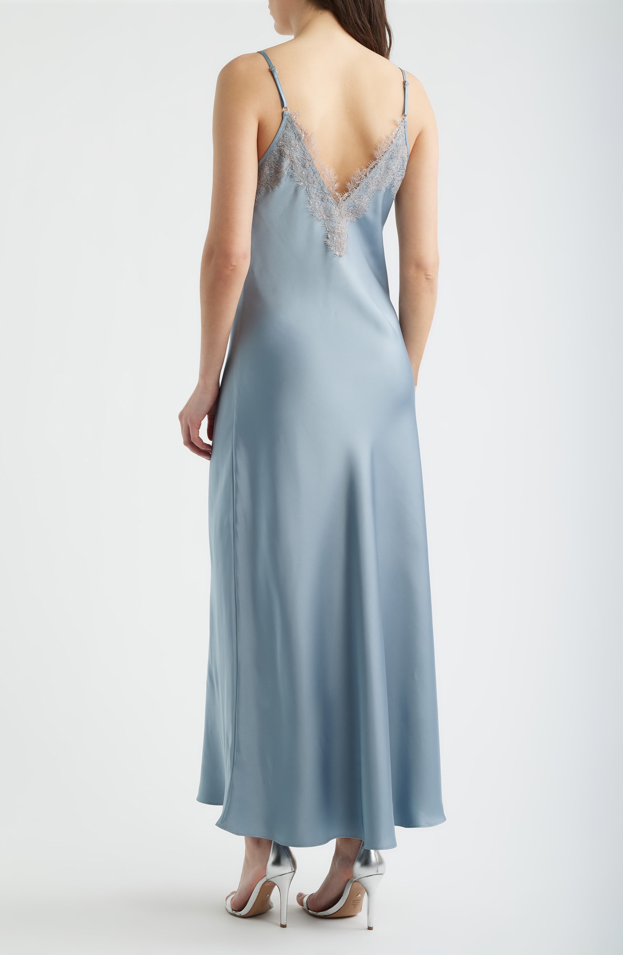 Cassias Lace Detail Sleeveless Satin Gown - image 2