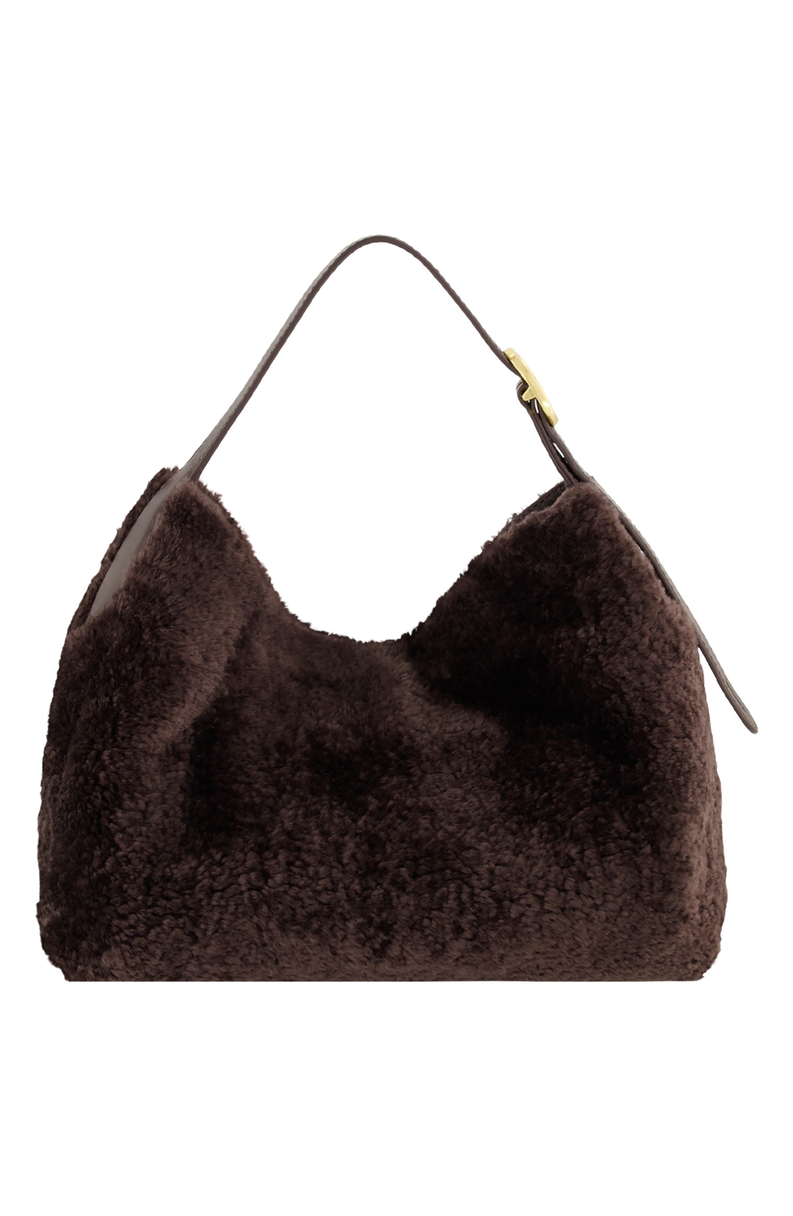 Vivian Small Shearling Hobo Bag, Alternate, color, SMOKED TRUFFLE