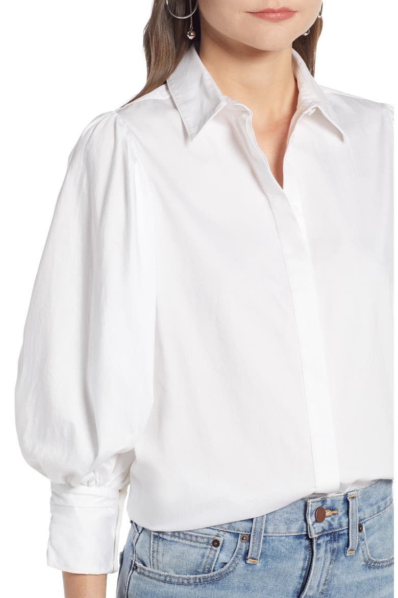 Full Sleeve Button Through Shirt (Nordstrom Exclusive), Alternate, color, WHITE