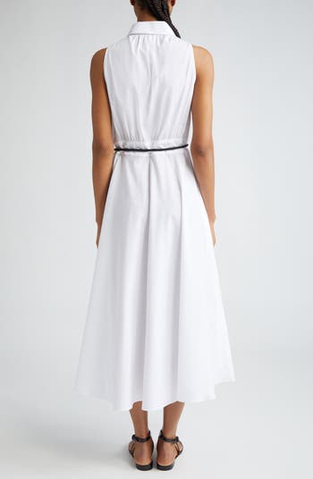Max Mara Studio Adepto Sleeveless Cotton Poplin Shirtdress