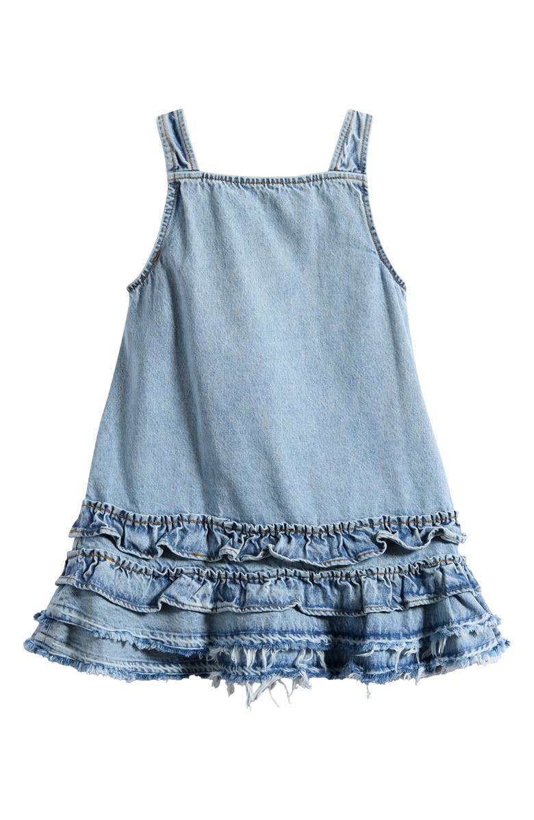 Vintage Havana Kids' Ruffle Tiered Denim Dress, Main, color, Light Wash