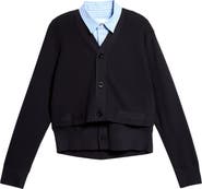 Sacai Layered Poplin & Knit Cardigan