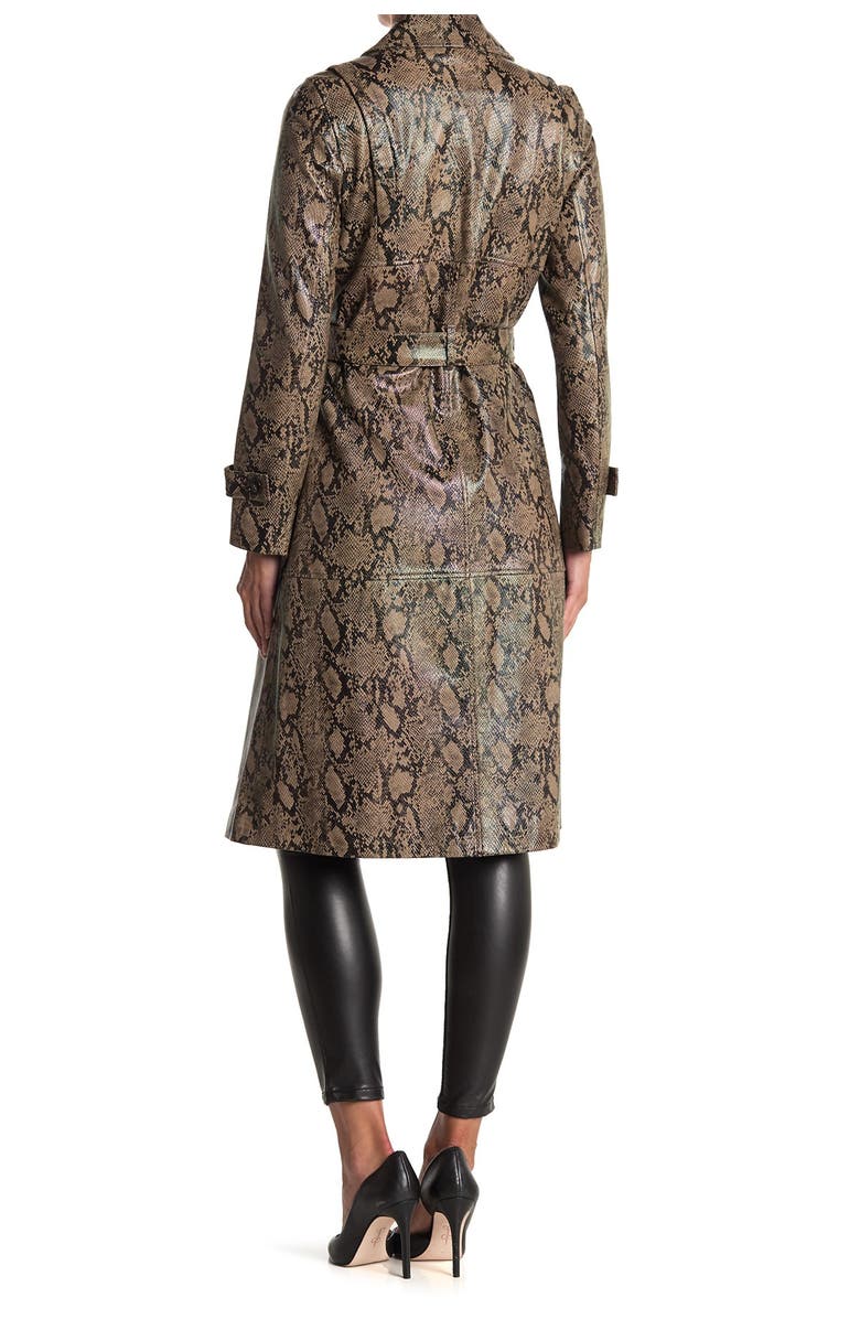 FRAME Emossed Snake Print Leather Trench Coat, Alternate, color, 