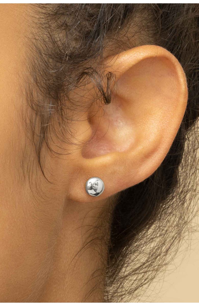 Oradina 14K Gold Buttoned Up Stud Earrings, Alternate, color, White Gold