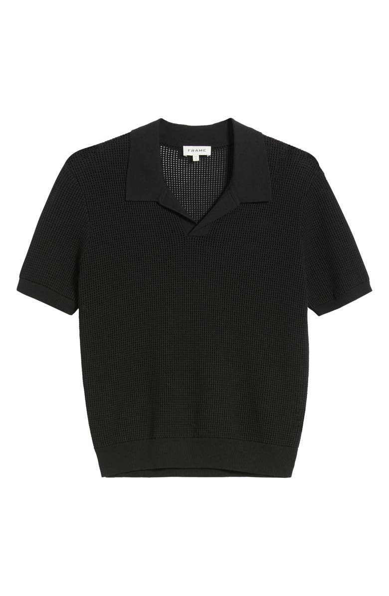 FRAME Open Knit Polo Sweater, Alternate, color, Black