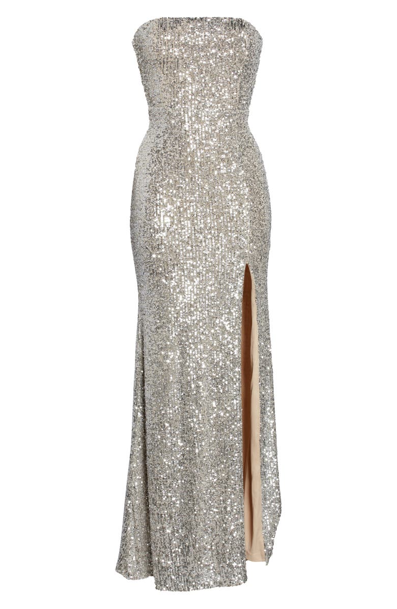 Lulus Lavish Lover Sequin Strapless Gown, Alternate, color, 