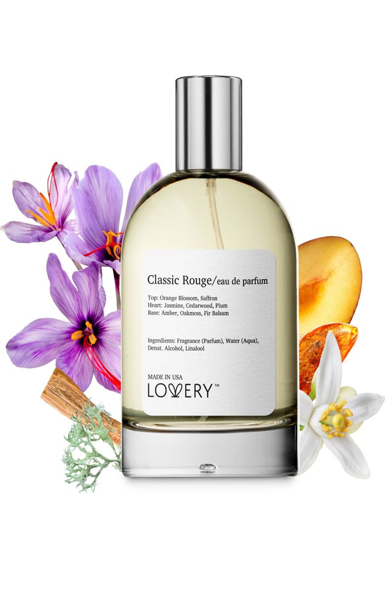 Lovery Classic Rouge Eau de Parfum, Made in USA, 3.4 oz, Main, color, Silver, White, Cream, Black