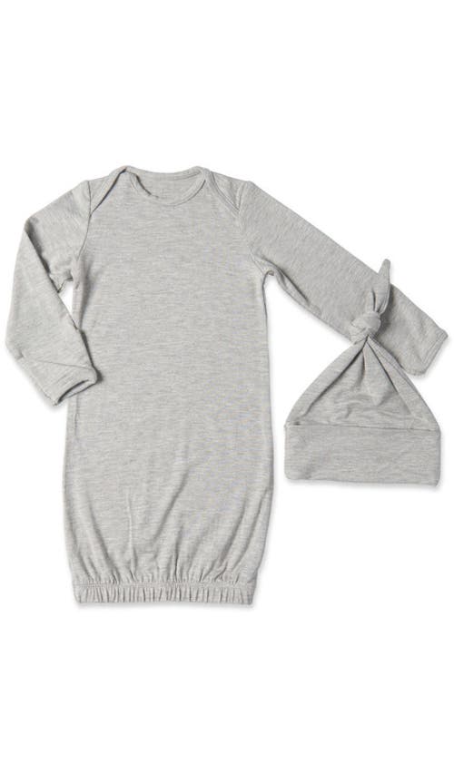 Everly Grey Long Sleeve Gown & Hat Set In Gray