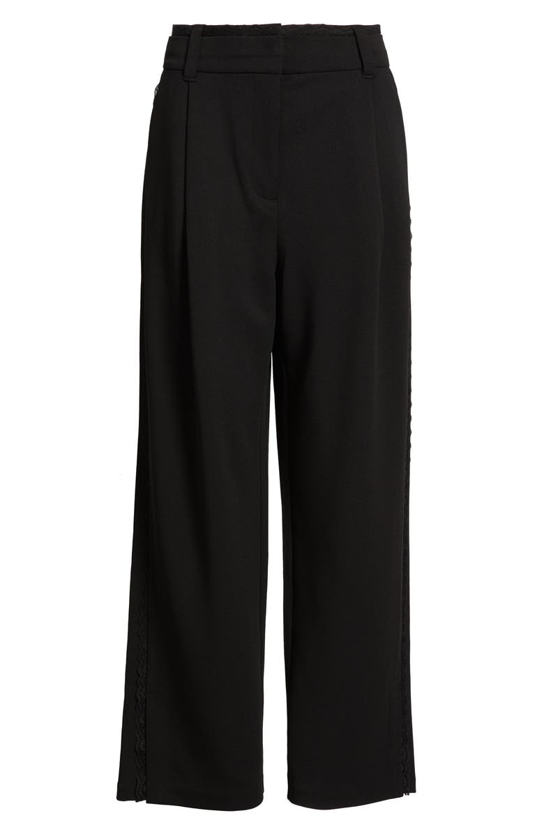 Wit & Wisdom Ultra Skyrise Lace Trim Straight Leg Pant, Alternate, color, Black
