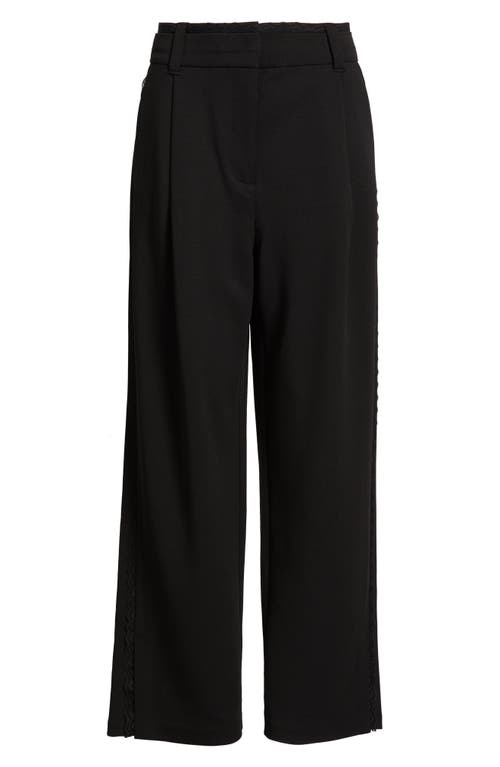 Wit & Wisdom Ultra Skyrise Lace Trim Straight Leg Pant In Black