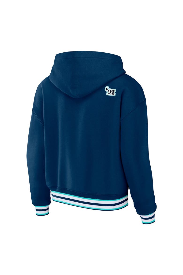 Women's WEAR by Erin Andrews Blue Seattle Kraken Lace-Up Pullover Hoodie, Alternate, color, Blue