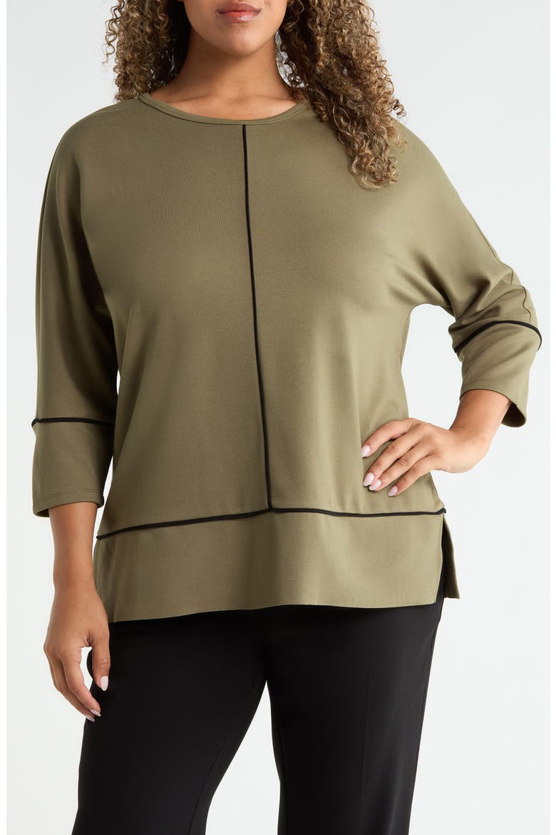 Piped Dolman Sleeve Tunic, Main, color, JASPER GREEN / JONES BLACK