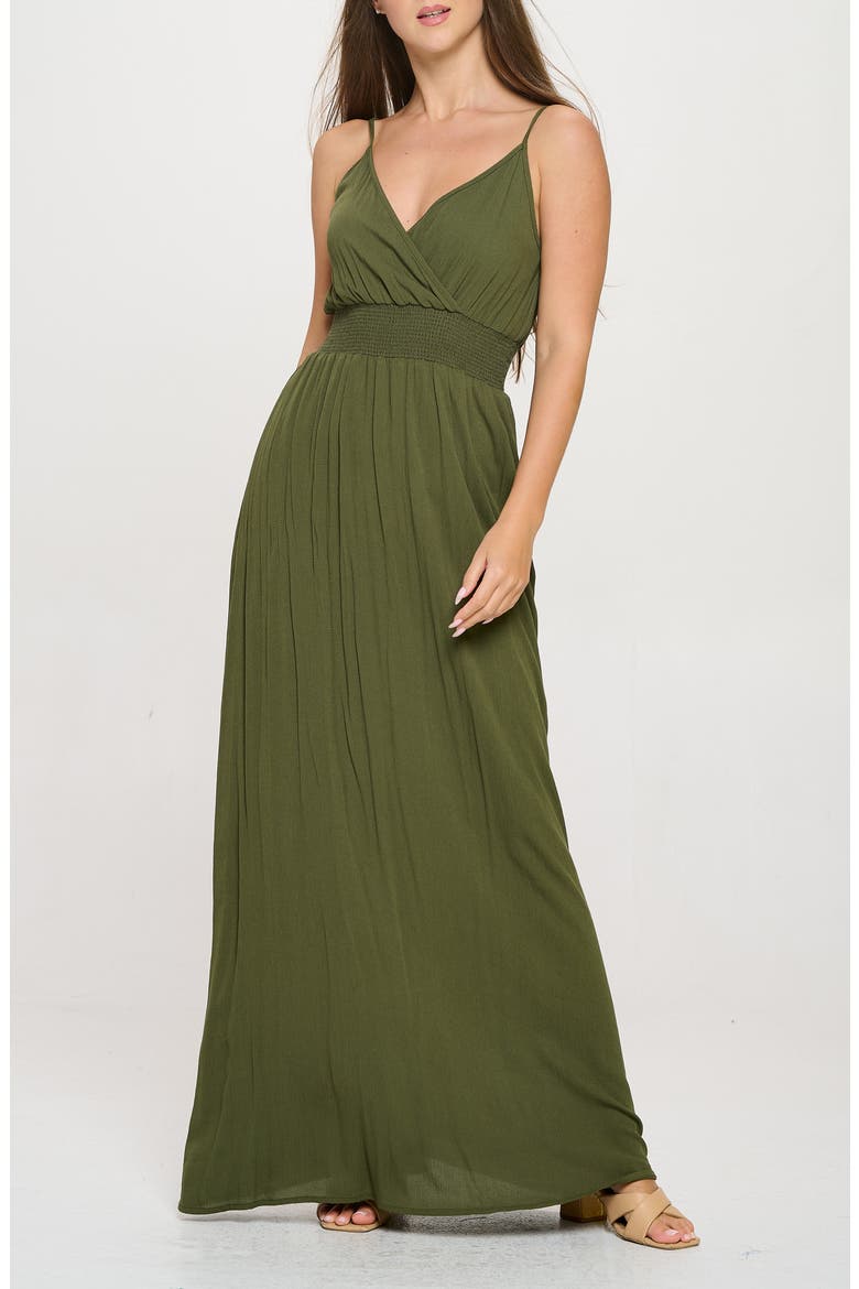Solid Sleeveless Gauze Maxi Dress, Main, color, OLIVE