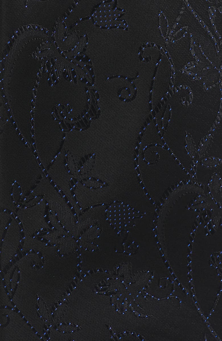 KARL LAGERFELD PARIS Sparkle Floral Print Tie, Alternate, color, Black/ Royal Blue