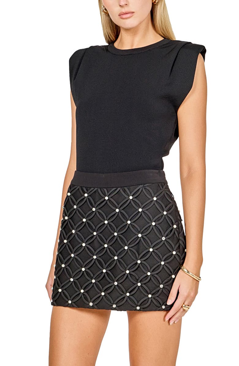 Endless Rose Pleated Shoulder Knit Top, Alternate, color, Black