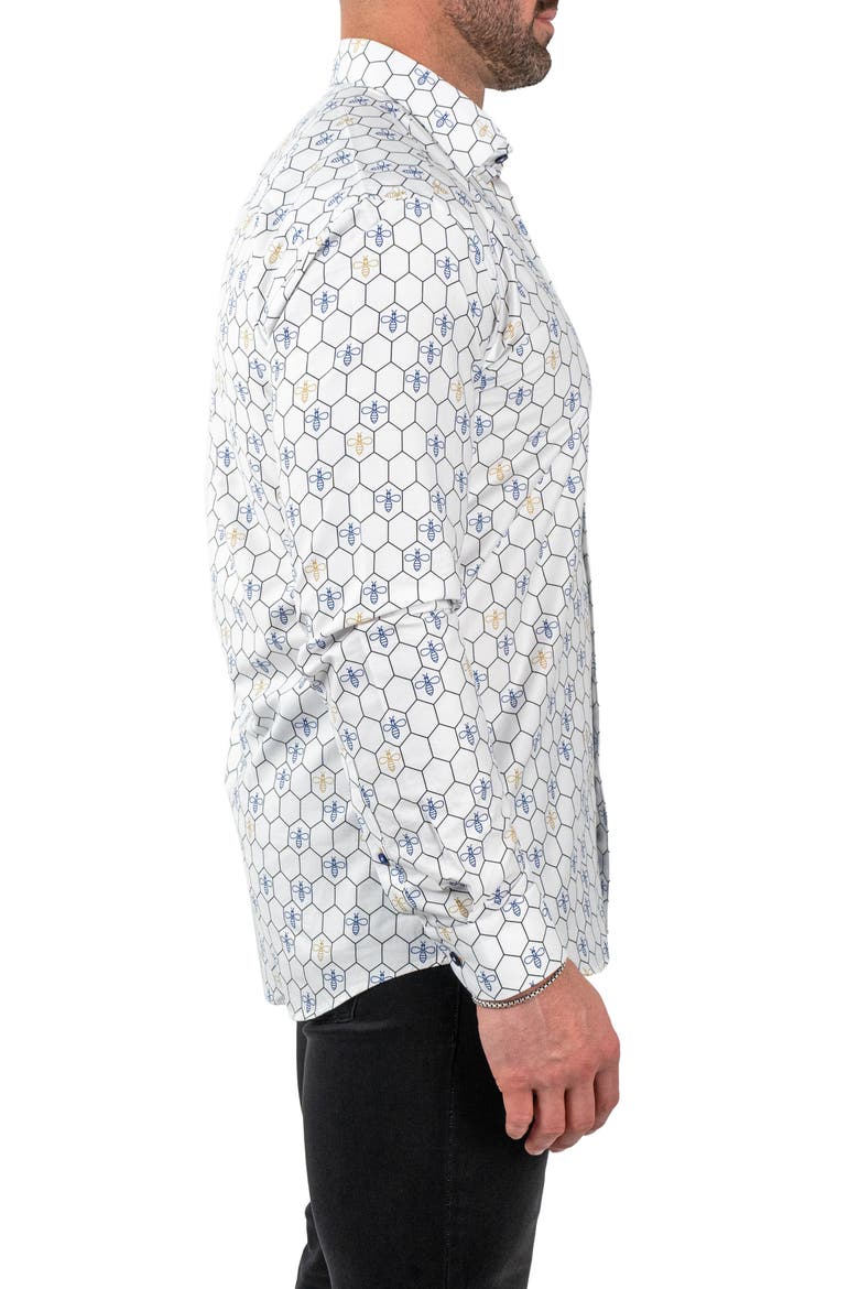 Fibonacci Bumblegon White Contemporary Fit Button-Up Shirt, Alternate, color, WHITE