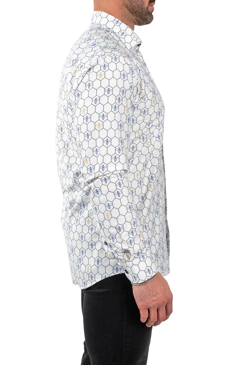 Maceoo Fibonacci Bumblegon White Contemporary Fit Button-Up Shirt, Alternate, color, White
