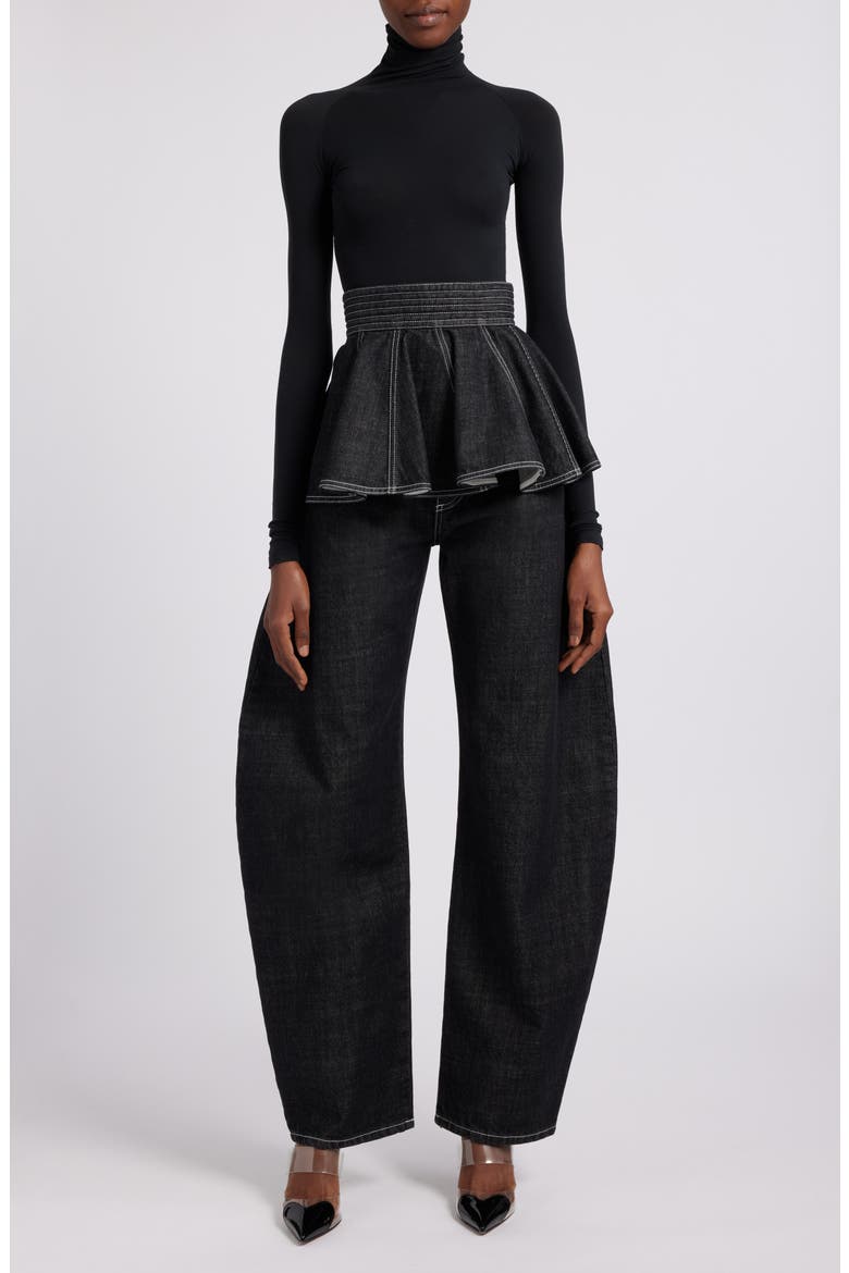 Cotton Denim Round Jeans, Alternate, color, DENIM NOIR
