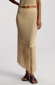 A.L.C. Leona Asymmetric Fringe Crochet Skirt