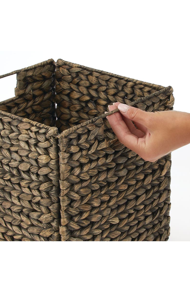 mDesign Woven Hyacinth Kitchen Basket Organizer with Handles - 4 Pack, Alternate, color, Black Wash
