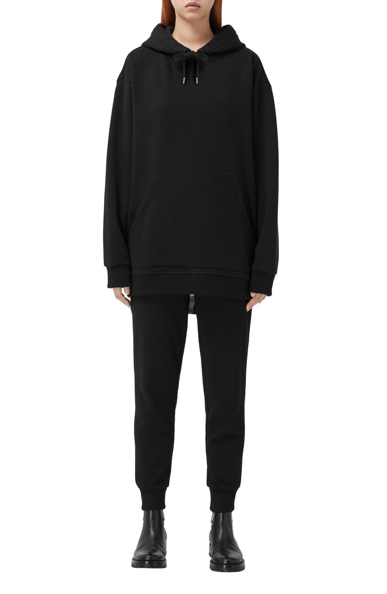 Burberry Aurore Check Back Panel Oversize Cotton Hoodie, Main, color, 