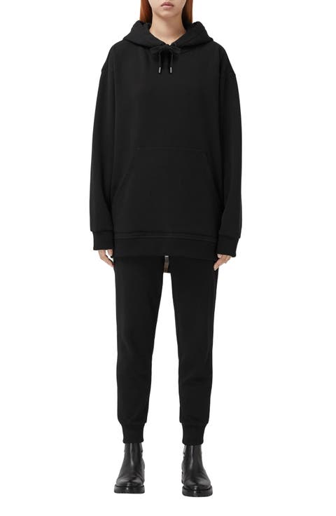 Aurore Check Back Panel Oversize Cotton Hoodie
