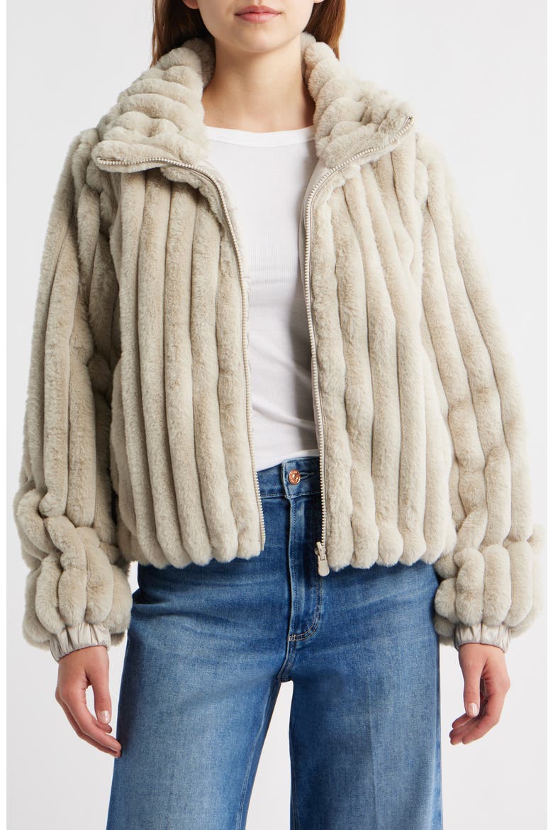 Elina Faux Fur Jacket, Alternate, color, RAINY BEIGE