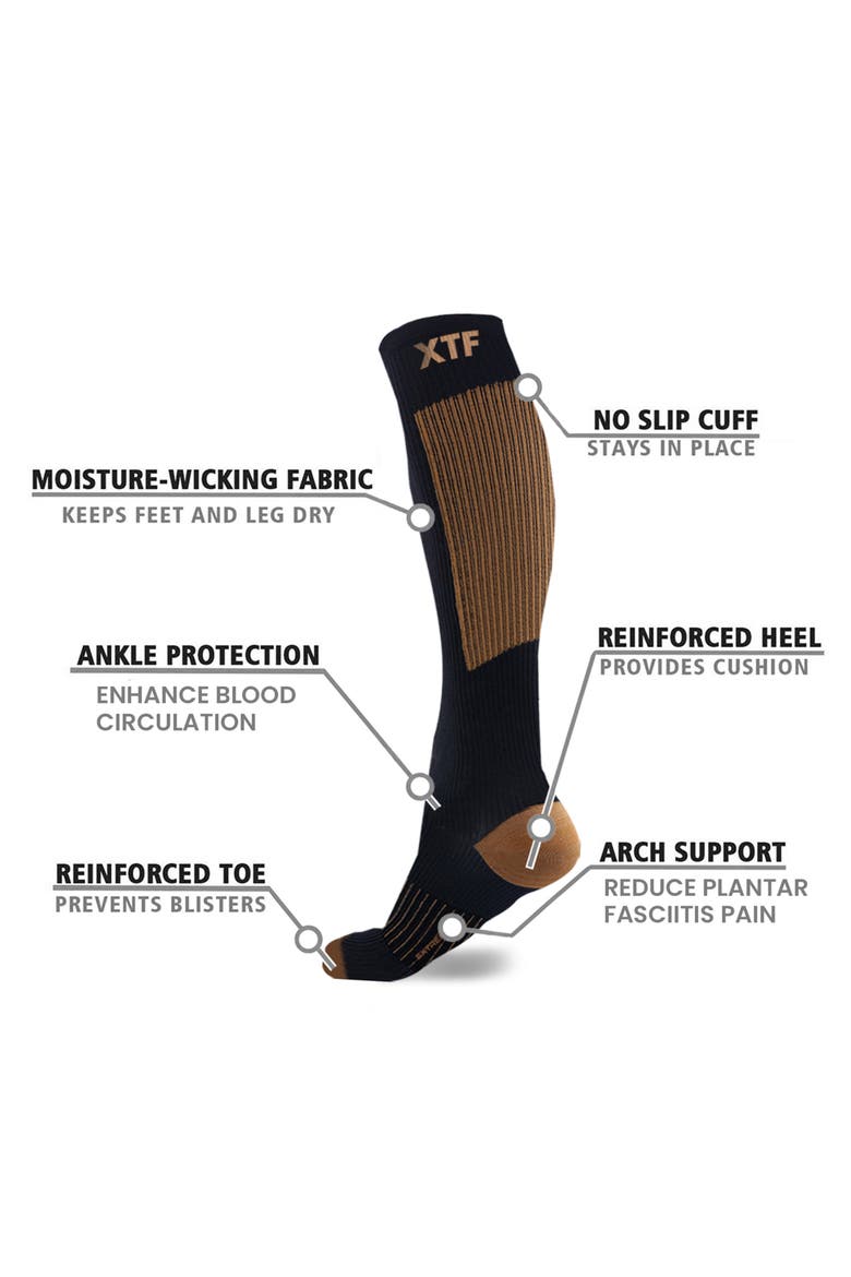 6-Pack Copper Infused Knee Length Socks, Alternate, color, BLACK MULTI
